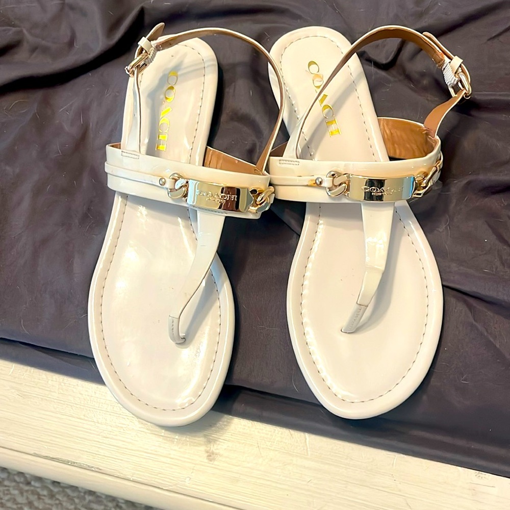 Beige coach sandals size 7.5